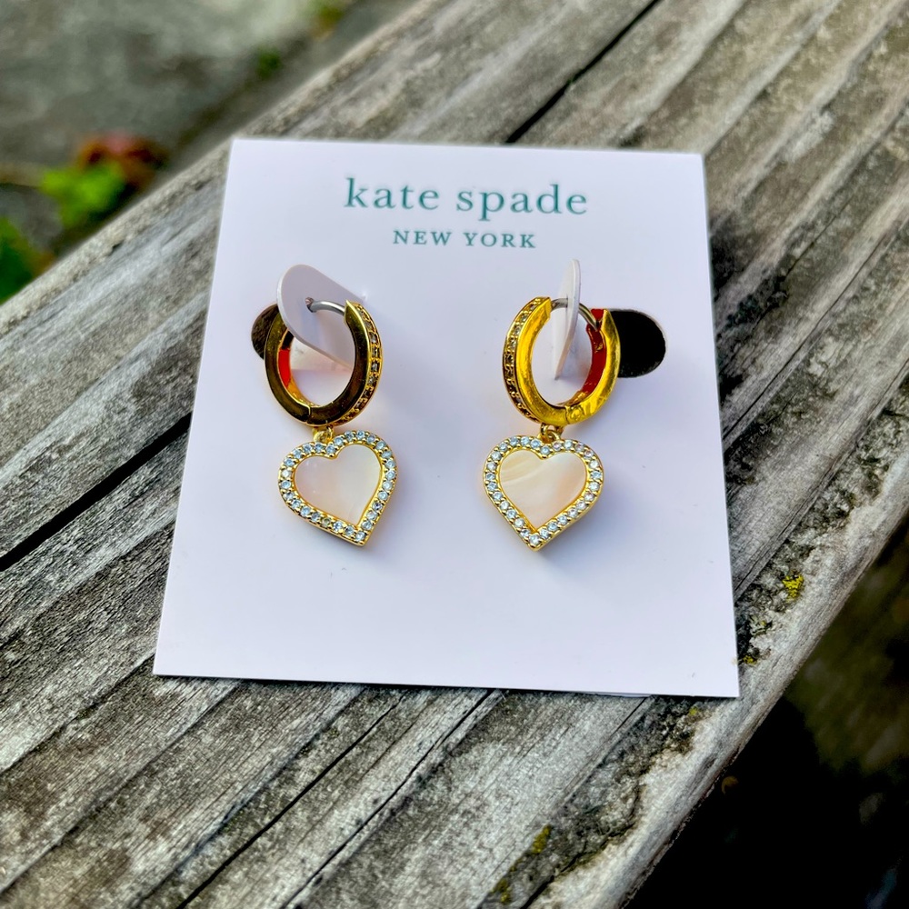 DEADSTOCK KATE SPADE heart hoop gold earrings